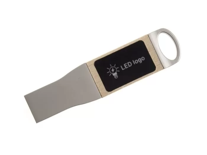 USB-флешка WM0050 дерево, матовый металл серебро